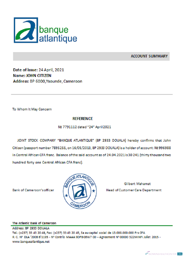 Download Cameroon The Atlantic Bank reference Photoshop template